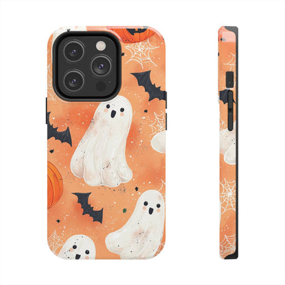 Spooky Cute Ghost iPhone Case – Halloween Ghosts, Pumpkins, Bats & Cobwebs Design