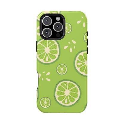 Zesty Lime Splash Tough MagSafe iPhone Case – Fresh Citrus Design, Dual-Layer Protection