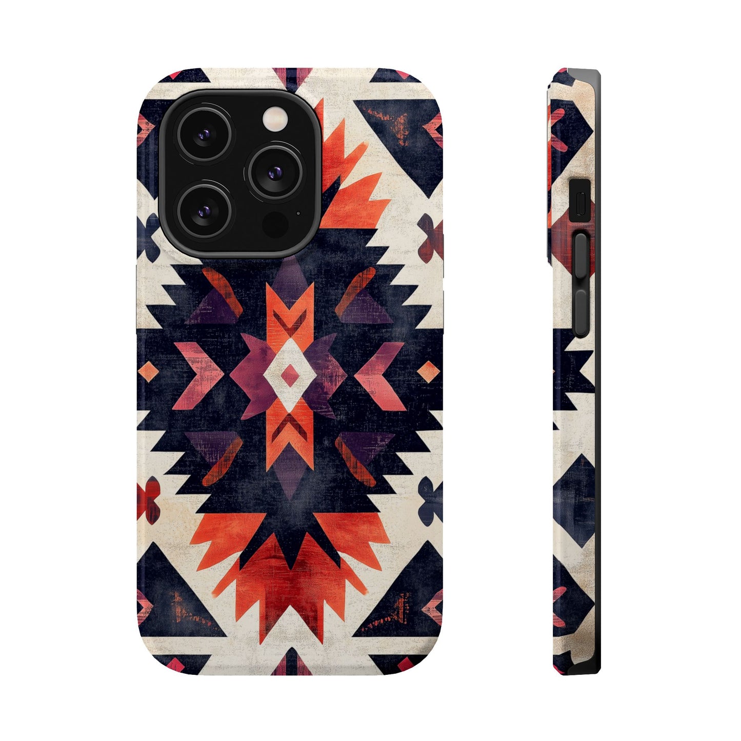 Boho Tribal Starburst Tough MagSafe iPhone Case – Vibrant Geometric Design, Dual-Layer Protection