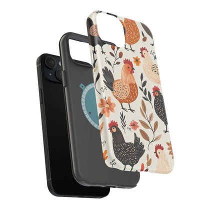 MagSafe iPhone Case: Cluckin' Vintage – Chickens & Leaves