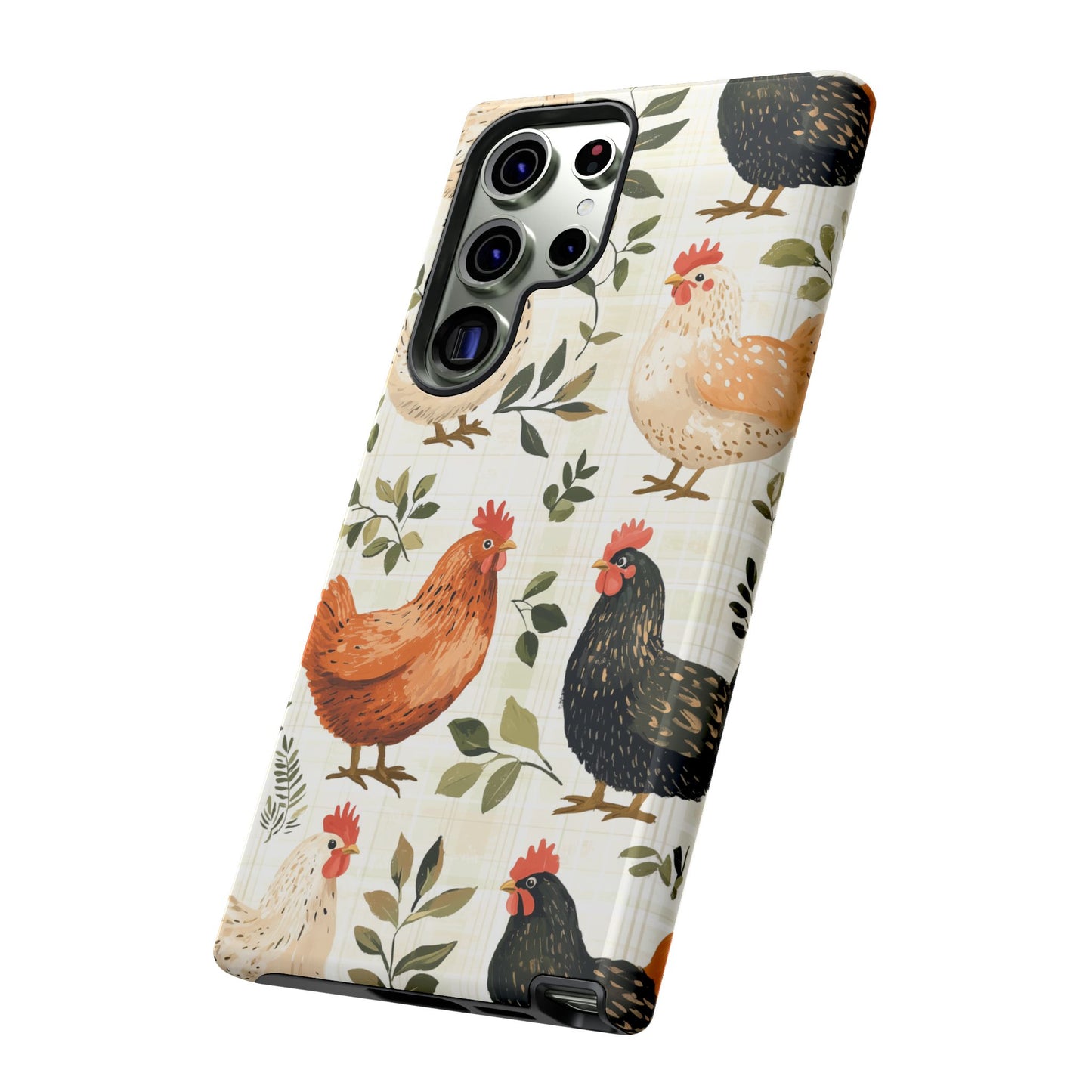 Samsung Galaxy Case: Vintage Chicken Farmhouse Case – Rustic Leaves Design