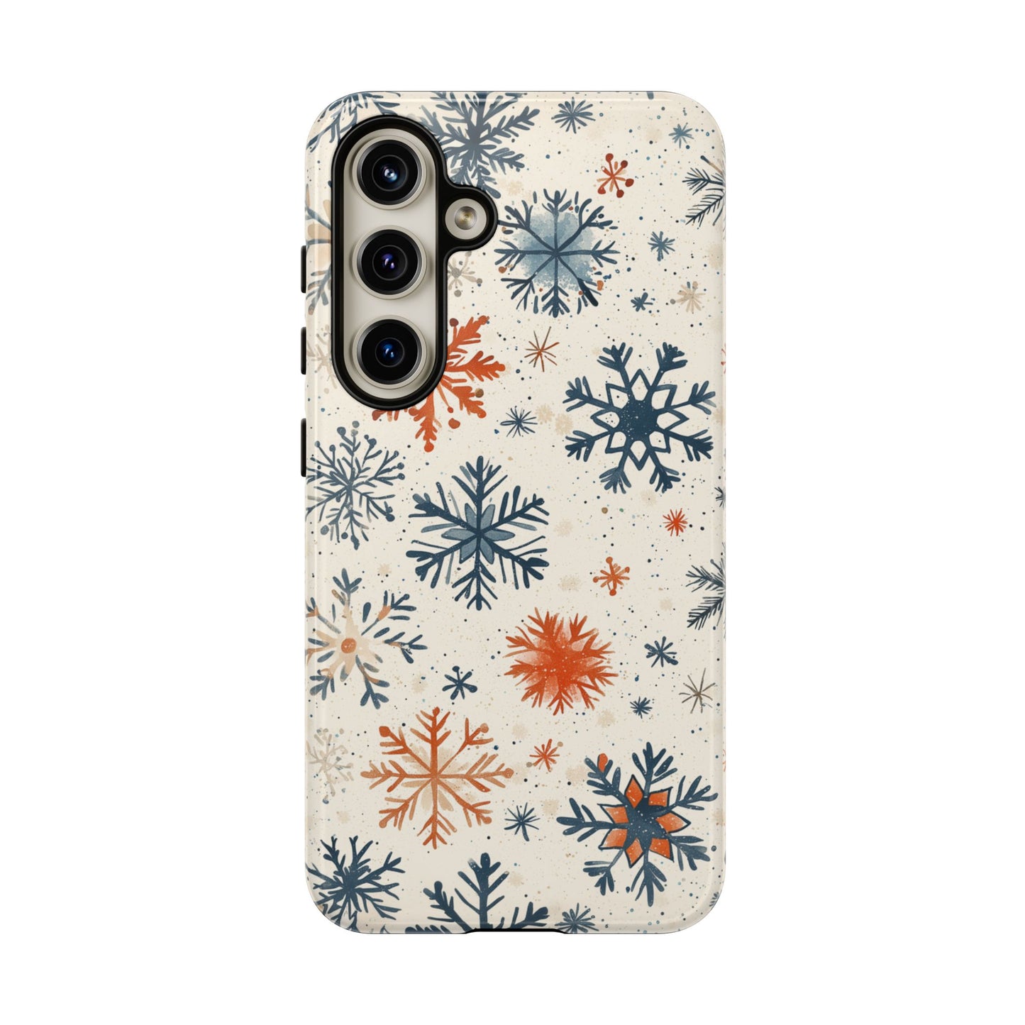 Rustic Orange and Blue Snowflake Pattern – Samsung Galaxy Series Case