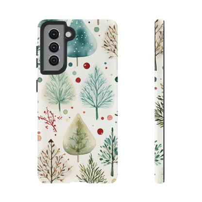 Watercolor Winter Trees Samsung Galaxy Case – Nature-Inspired, Holiday Theme Protective Cover