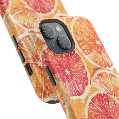 Watercolor Citrus Splash Tough MagSafe iPhone Case – Vibrant Fruit Print, Shock-Resistant Design