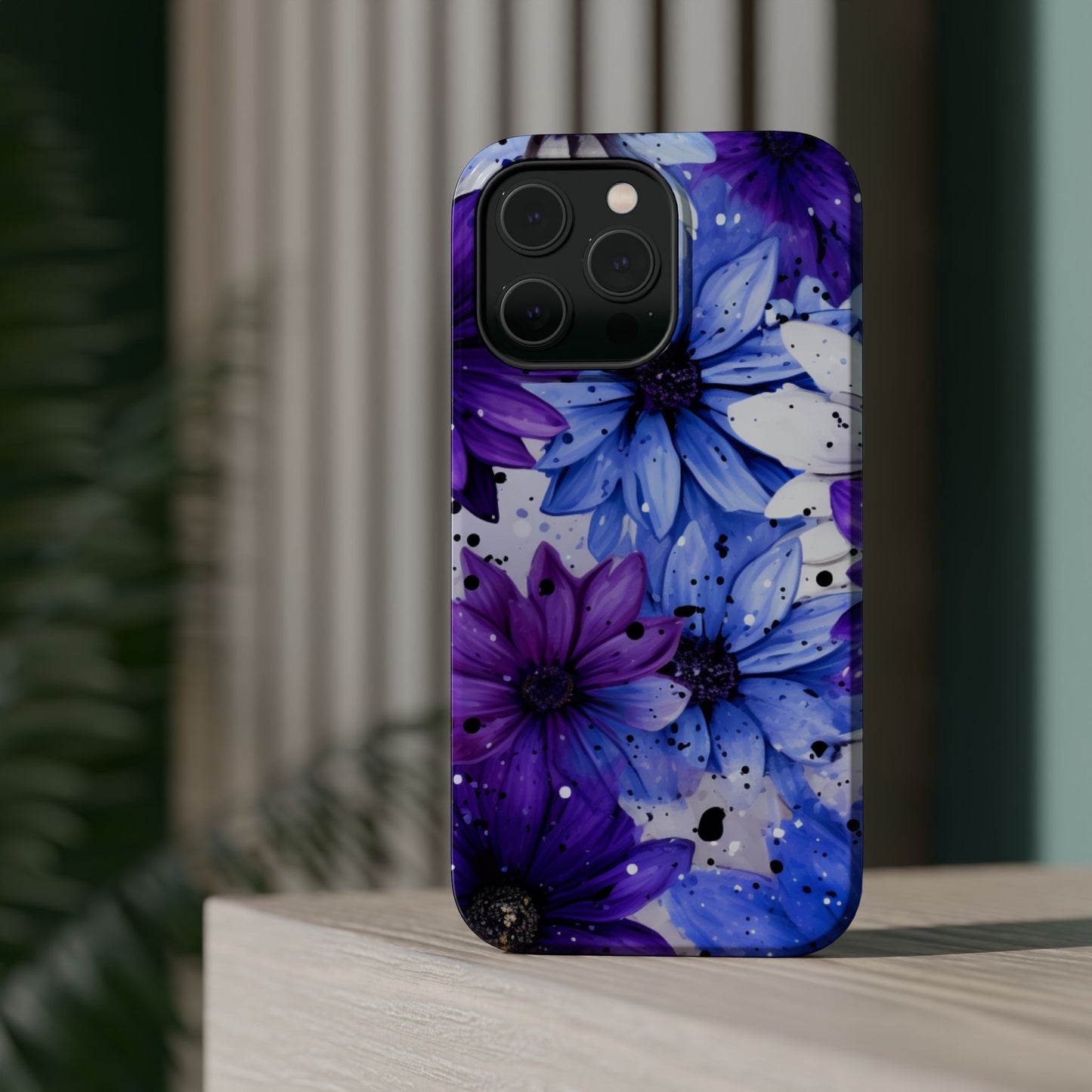 Vibrant Purple & Blue Floral Splash - MagSafe iPhone Series Case