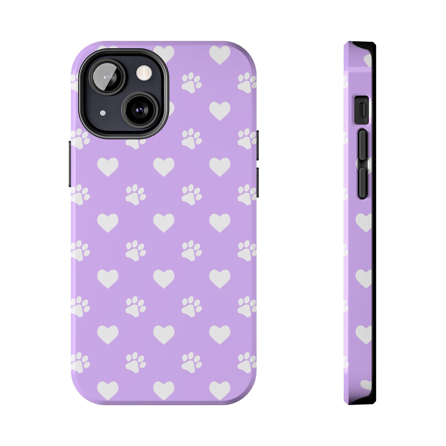 Lilac Paw Prints & Hearts – iPhone Case