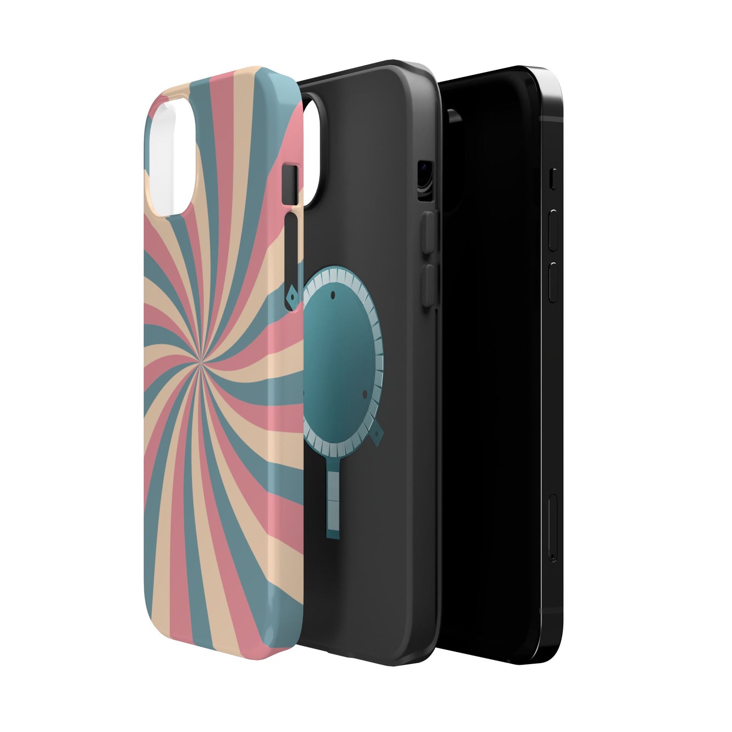 Vintage Pastel Swirl MagSafe iPhone Case – Dual-Layer Protection with 70s-Inspired Design