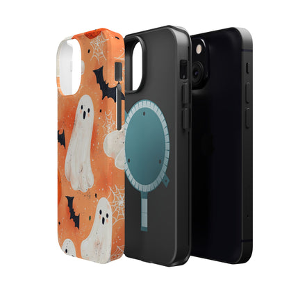 Spooky Cute Ghost MagSafe iPhone Case – Halloween Ghosts, Pumpkins, Bats & Cobwebs Design