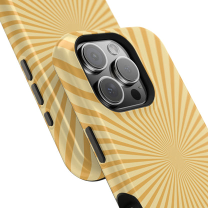 Golden Sunburst MagSafe  iPhone Case – Retro Radiant Design with Dual-Layer Protection