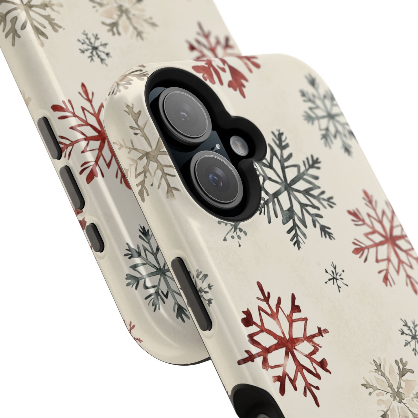 Vintage Red and Gray Snowflake Pattern – MagSafe iPhone Series Case