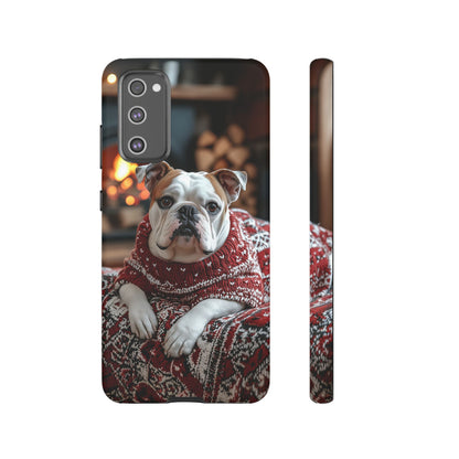 Cozy Bulldog in Sweater Samsung Galaxy Case – Festive Fireplace Protective Cove