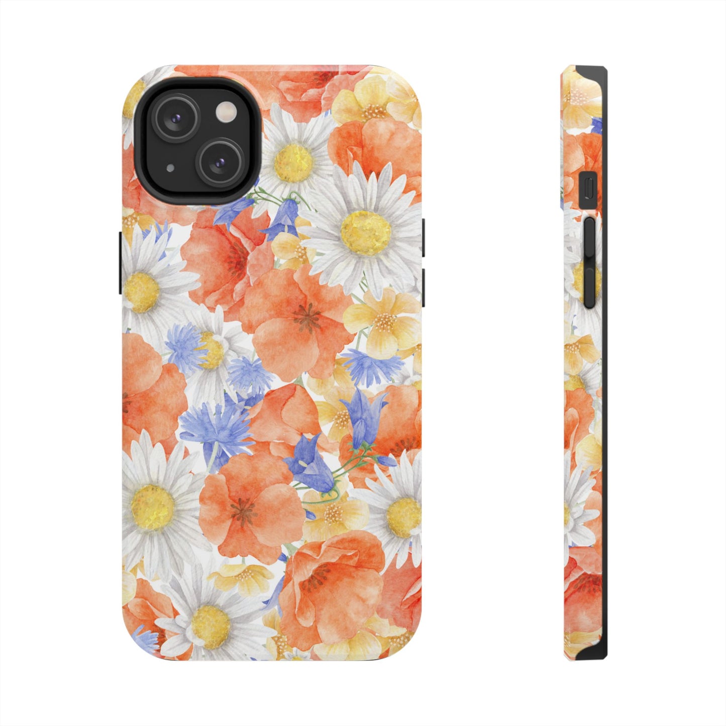 Watercolor Wildflower Pattern iPhone Case – Durable Matte Finish with Daisy, Poppy & Cornflower Design