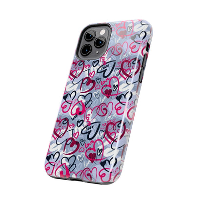 Graffiti Love Hearts iPhone Case