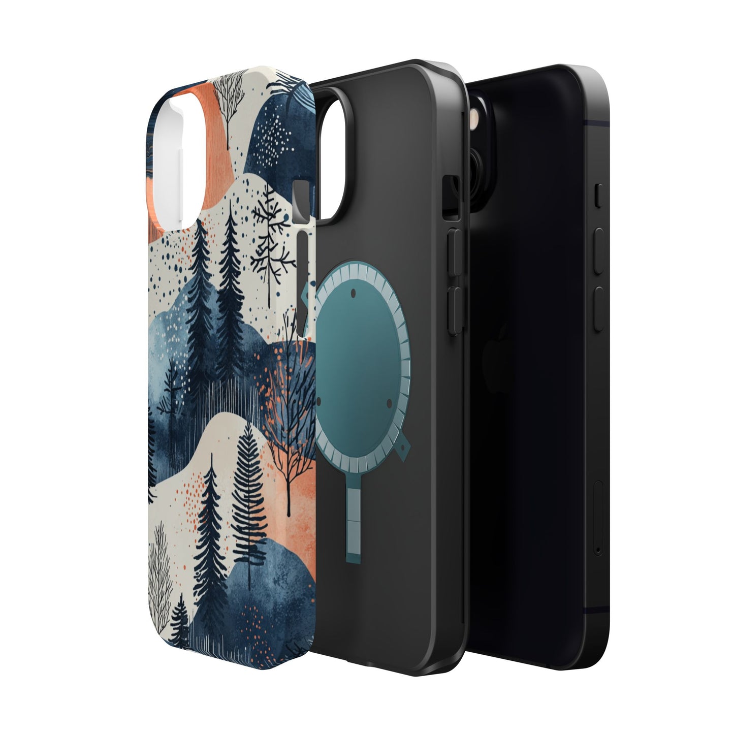 Winter Forest MagSafe iPhone Case | Watercolor Trees & Mountains