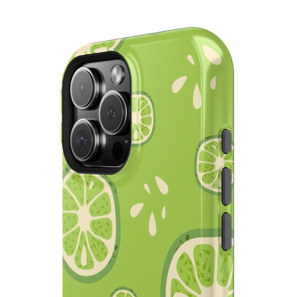 Zesty Lime Splash Tough MagSafe iPhone Case – Fresh Citrus Design, Dual-Layer Protection