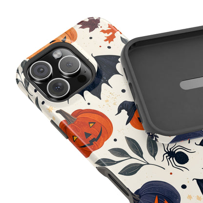 Spooky Halloween MagSafe iPhone Case – Pumpkins, Bats, and Spider Design