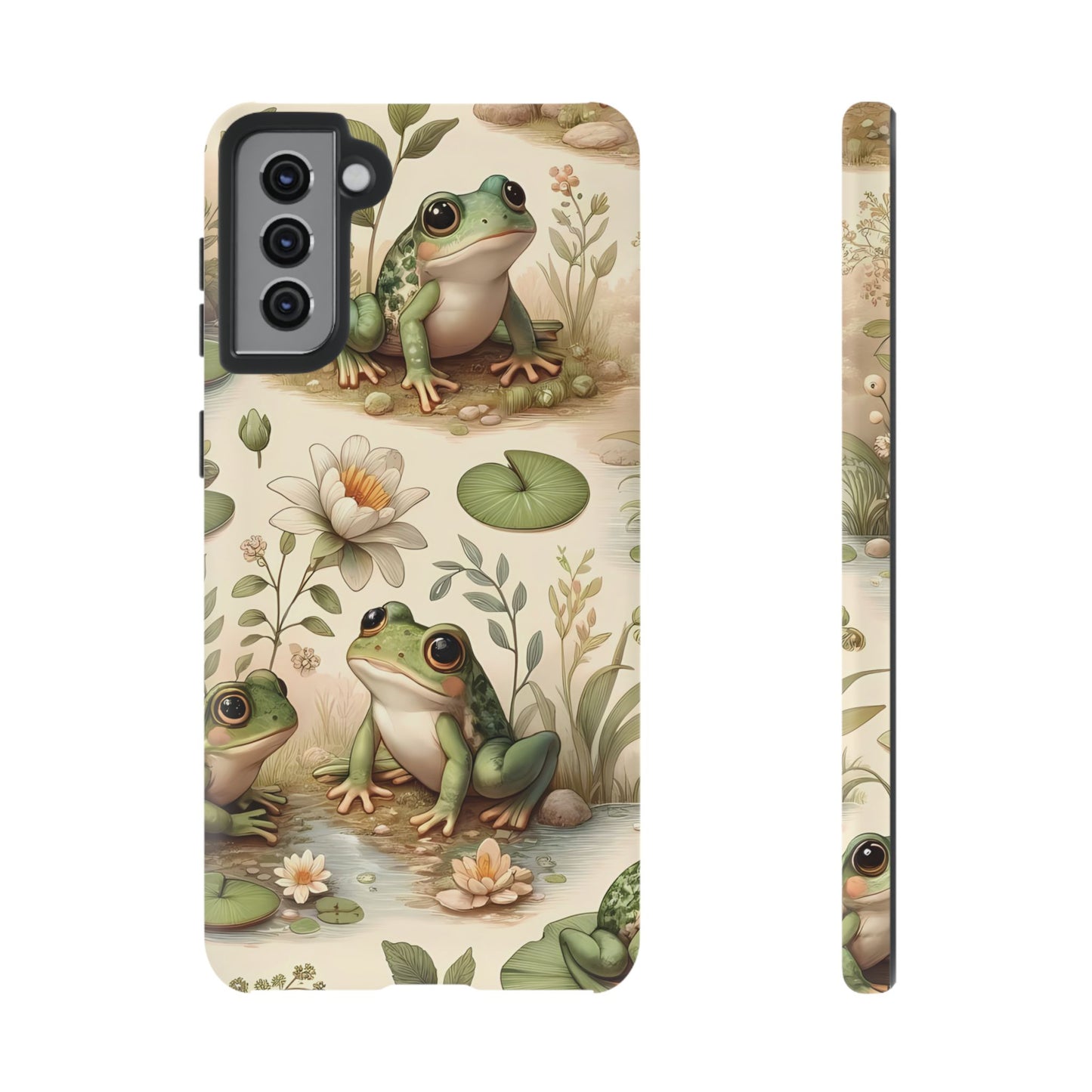 Cute Frogs Phone Case - Pond Pals Frolic - Charming Frog Lily Pad Phone Case for iPhone, Google & Samsung! Great Gift For Any Frog Lover!