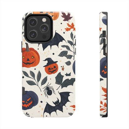 Spooky Halloween iPhone Case – Pumpkins, Bats, and Spider Design