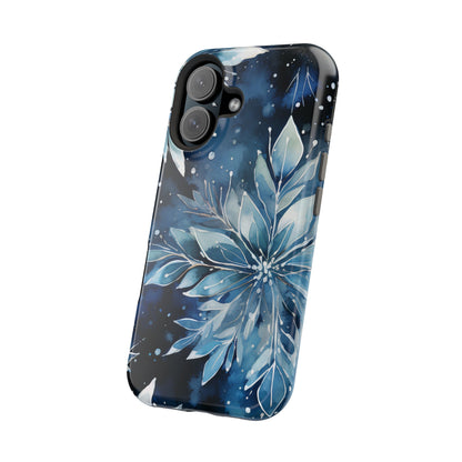 Winter’s Embrace – Blue Snowflake MagSafe iPhone Case