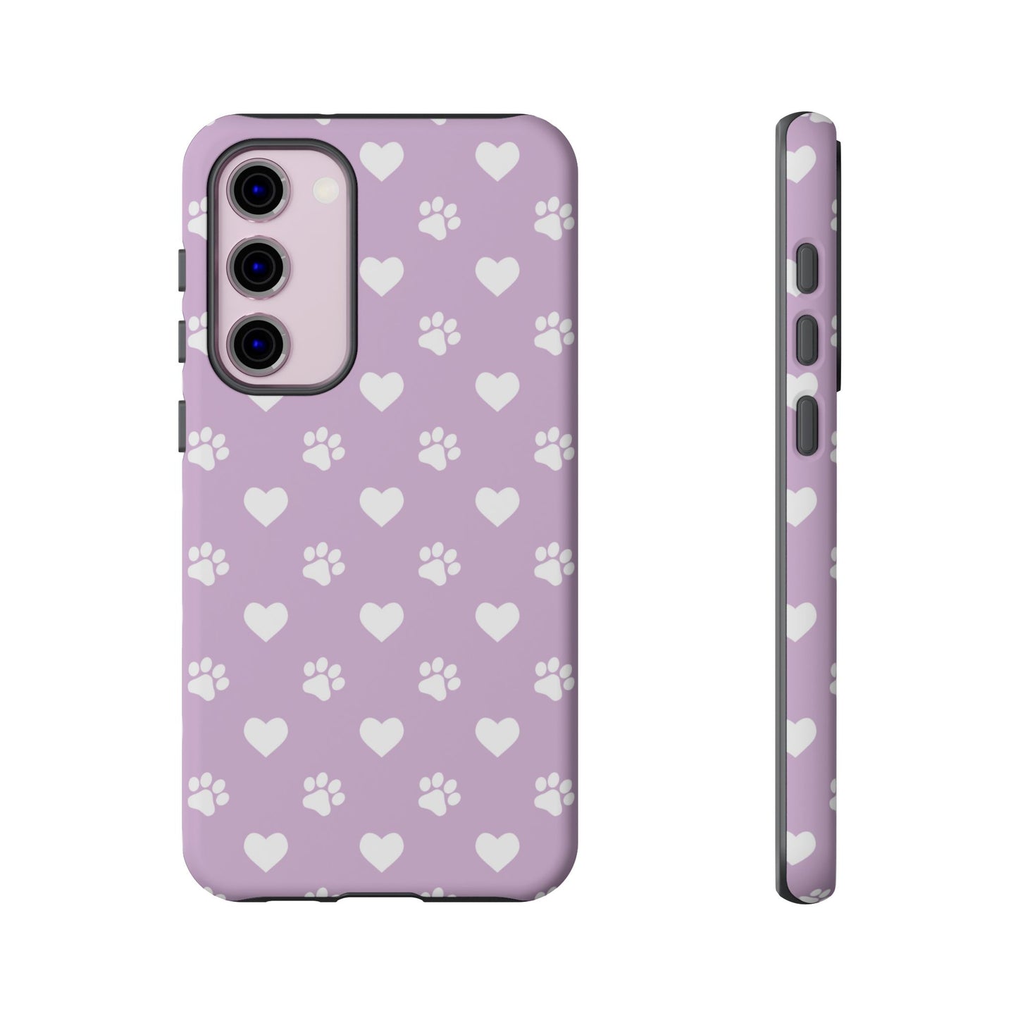 Purple Hearts & Paw Prints - Cute Pet Lover Phone Case