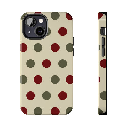 Red & Green Polka Dots on Cream – iPhone Case