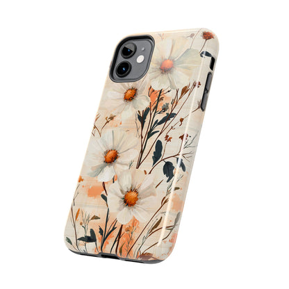 Pastel Orange Floral iPhone Case - Elegant Plaid Protective Cover