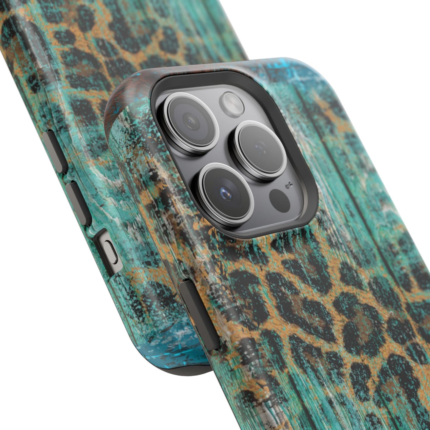 Turquoise Rustic Leopard Wood - MagSafe  iPhone Series Case