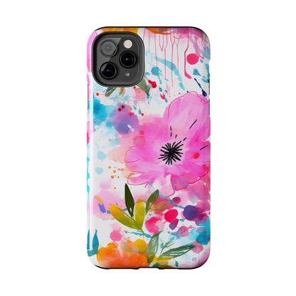 Color Splash Pink & Orange Watercolor Floral - iPhone Case