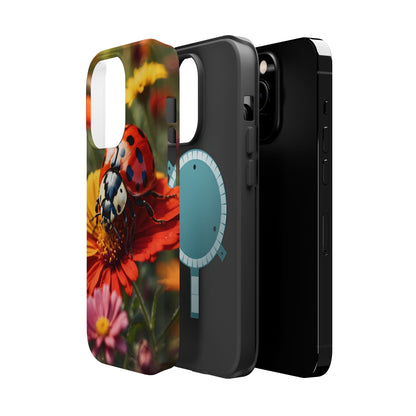 Ladybug on Orange Daisy - MagSafe iPhone Case