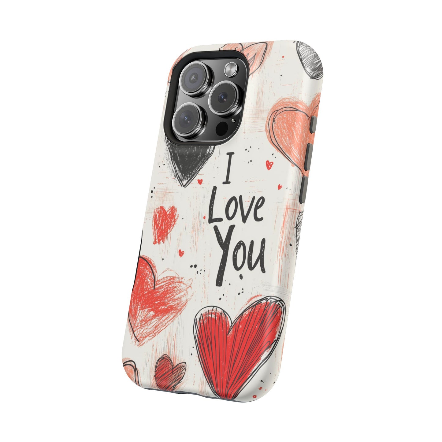 Romantic "I Love You" Heart Sketch - MagSafe Compatible Case