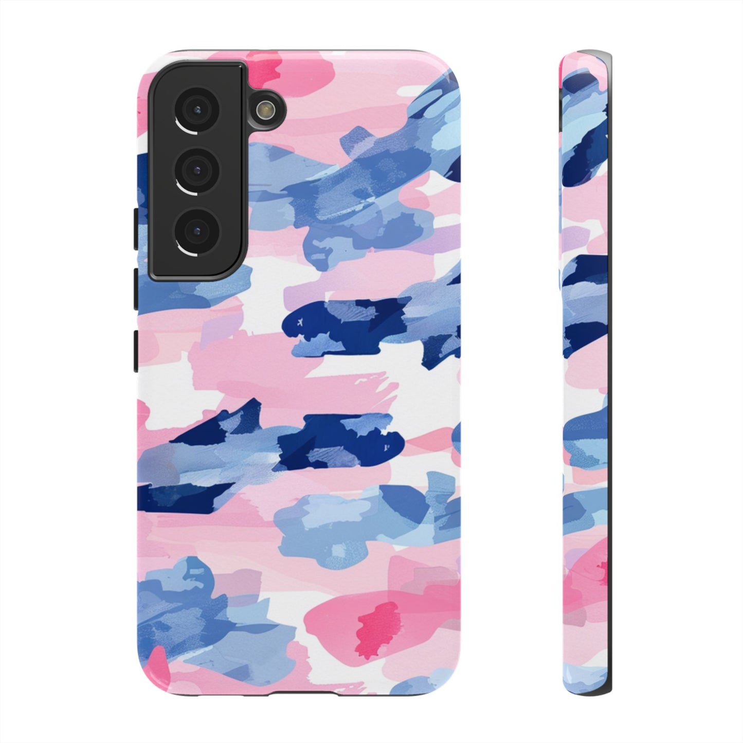 Samsung Galaxy Case: Dynamic Pink & Navy Brushstroke Art