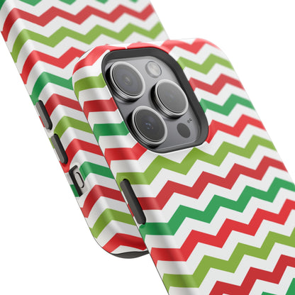 Vibrant Fiesta Chevron – Yellow Green, Green & Red Geometric MagSafe Case