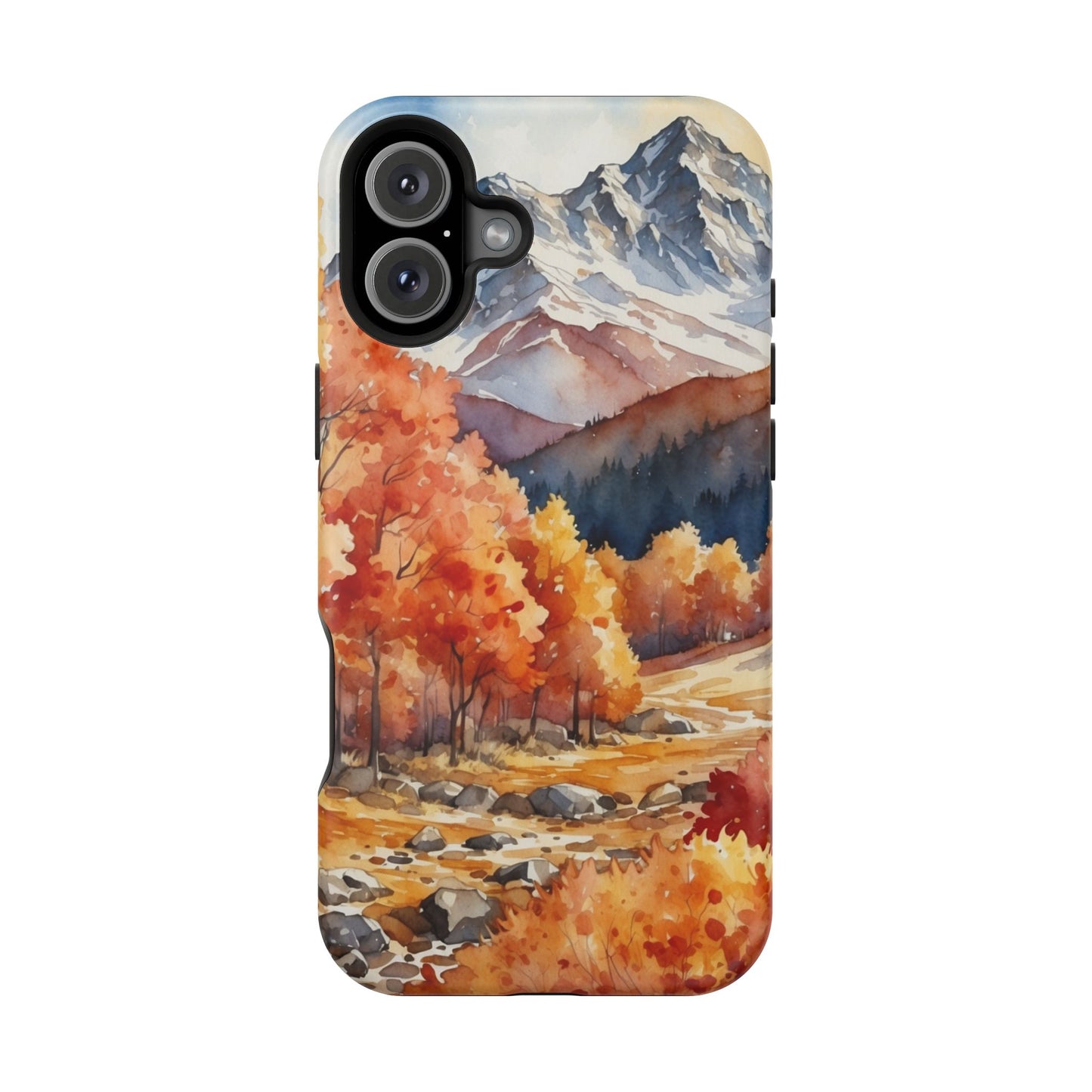 Watercolor Autumn Forest and Mountains - MagSafe iPhone Case