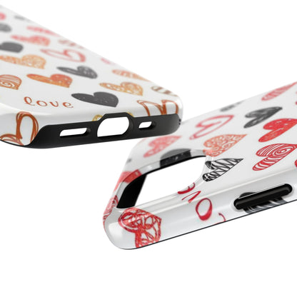 iPhone Case: Hand-Drawn Hearts & Love