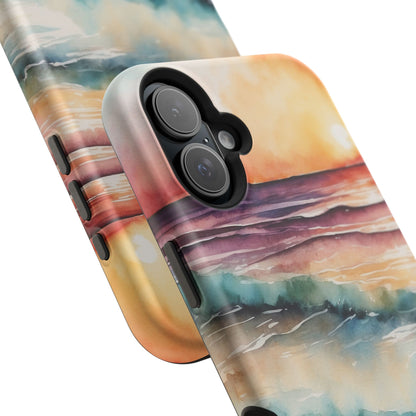 Sunset Waves MagSafe iPhone Case – Vibrant Watercolor Design