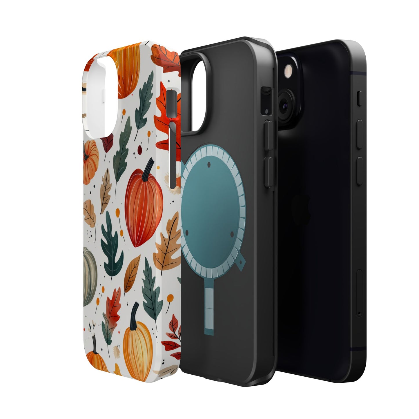 Autumn Harvest MagSafe iPhone Case - Pumpkin and Fall Leaf Design