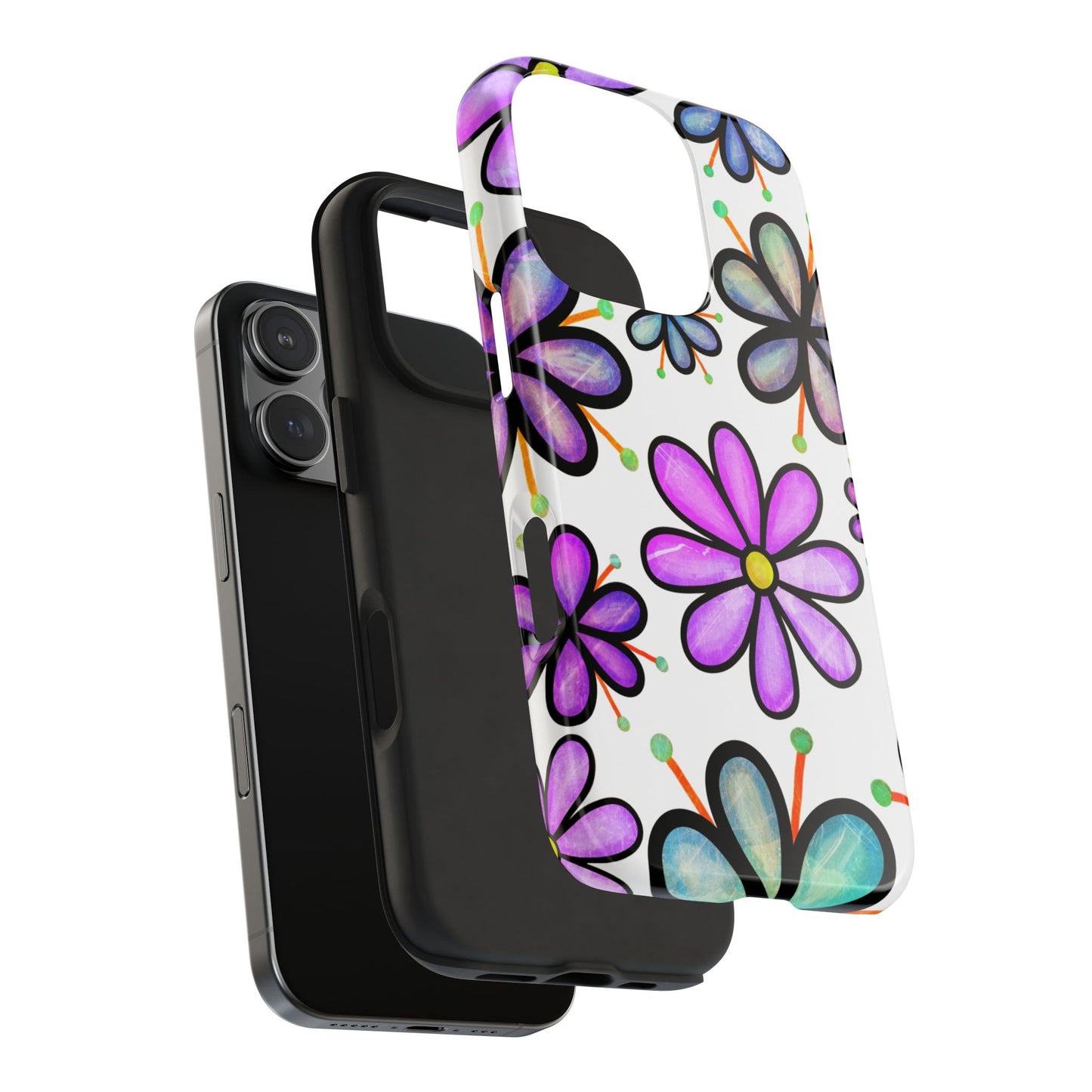 Whimsical Lavender Floral iPhone Case – Ultra-Slim, High-Gloss Finish