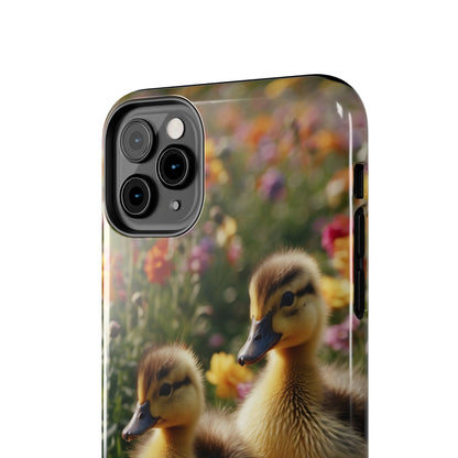 Charming Ducklings in Floral Garden - iPhone Case