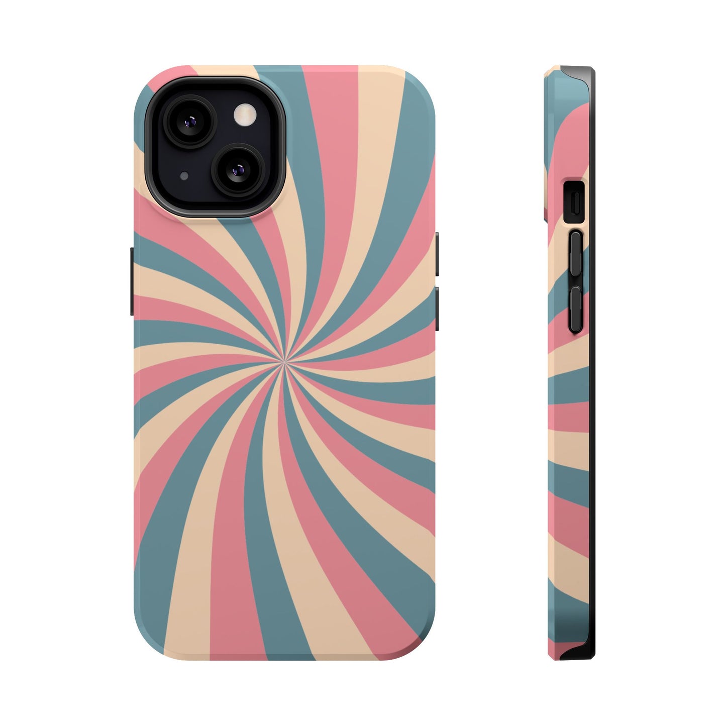 Vintage Pastel Swirl MagSafe iPhone Case – Dual-Layer Protection with 70s-Inspired Design