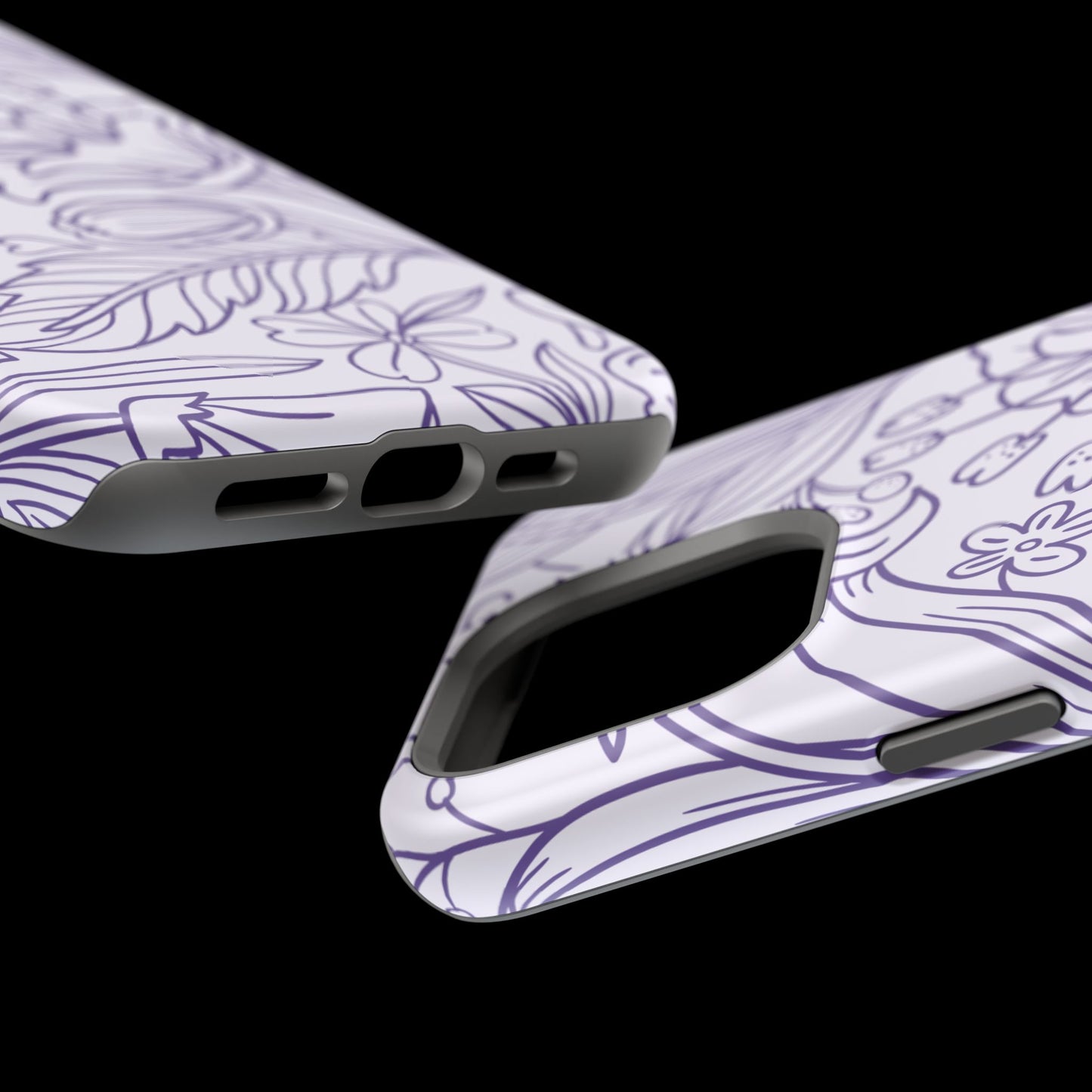 Lavender Floral Line Art Tough MagSafe iPhone Case – Minimalist Botanical Design with Dual-Layer Protection