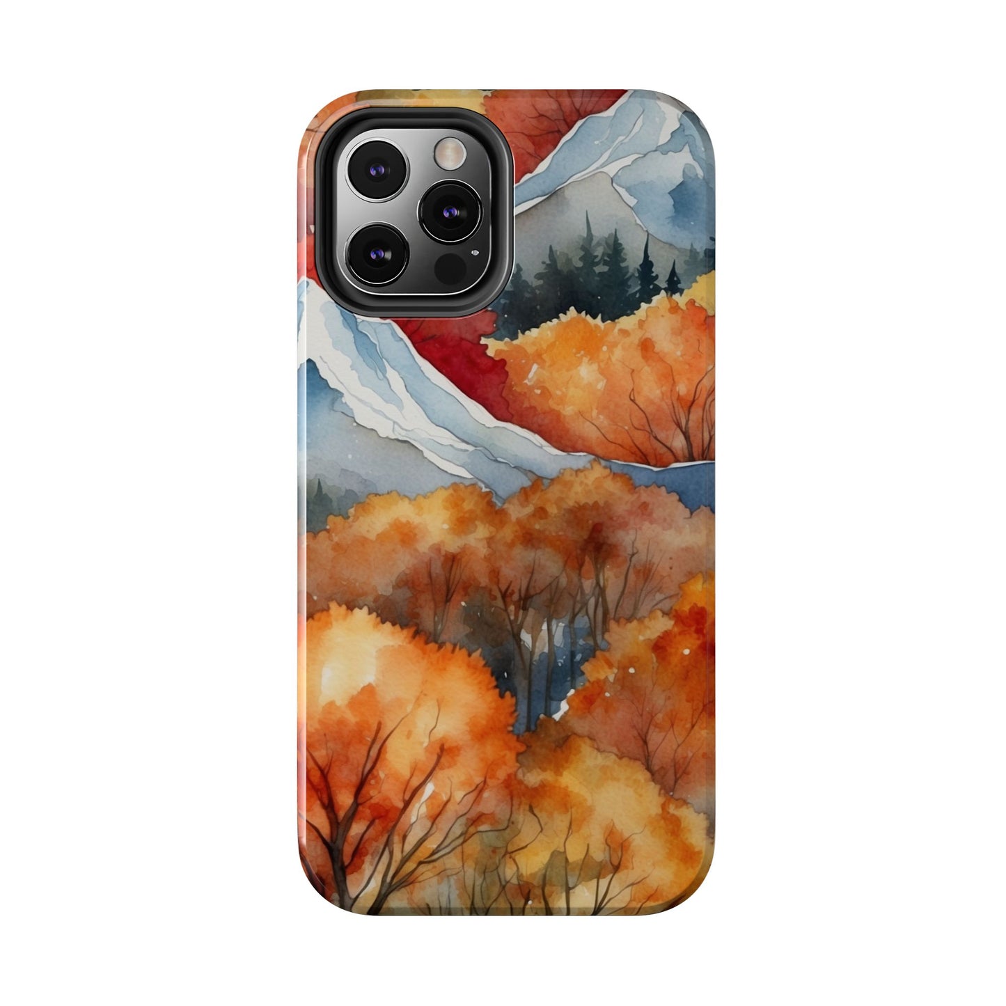 Autumn Mountain Forest Watercolor - iPhone Case