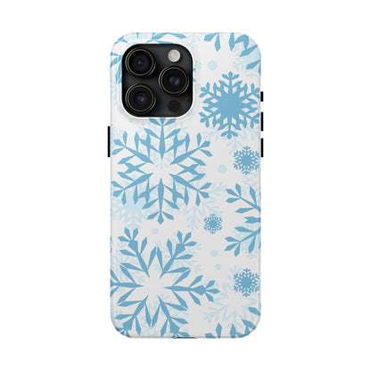 Frosty Blue Snowflakes iPhone Case – Shockproof, Smooth Matte Finish, Dual-Layer Design