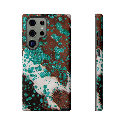 Teal Glitter Cowhide - Samsung Galaxy Series Case