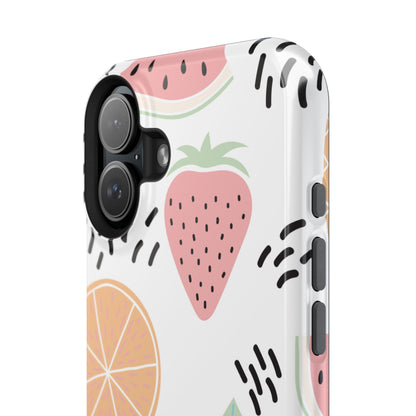 Tropical Fruit Fiesta Tough MagSafe iPhone Case – Fun Watermelon, Pineapple, and Citrus Design