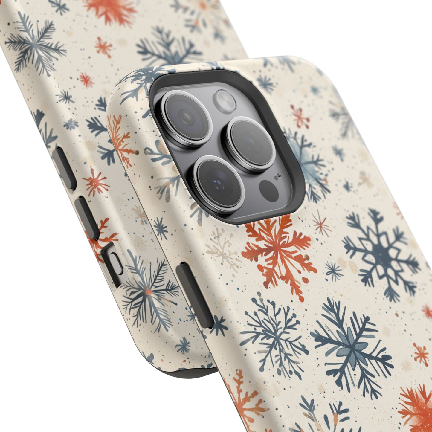 Rustic Orange and Blue Snowflake Pattern – MagSafe iPhone Series Case