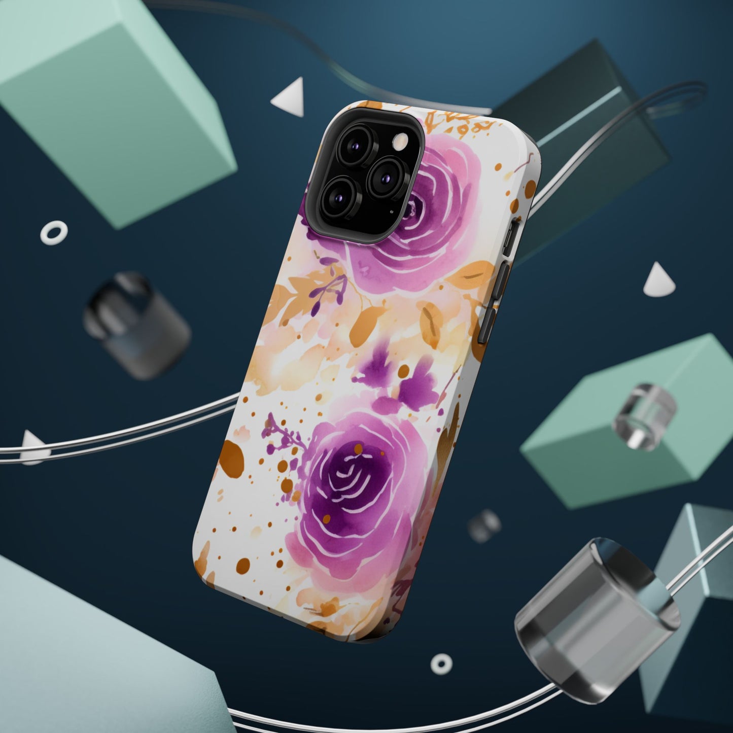 Soft Purple & Gold Floral Splash - MagSafe iPhone Series Case