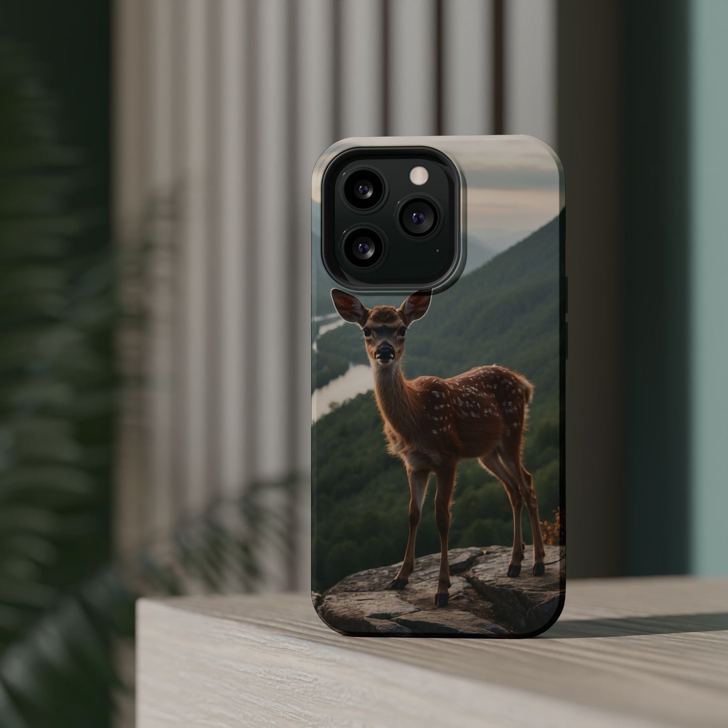 Majestic Fawn Overlooking Mountain Vista MagSafe iPhone Case