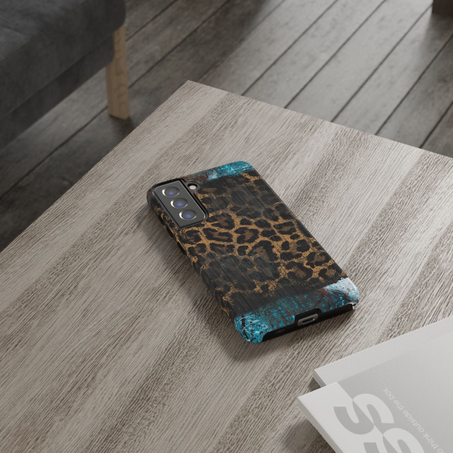 Boho Leopard and Turquoise Tough Samsung Galaxy Case – Rustic Western Design with Dual-Layer Protection