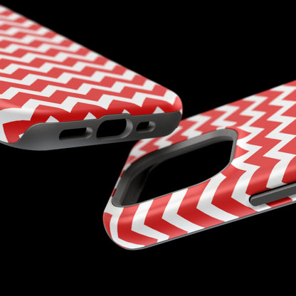 Bold Red & White Chevron – Modern Geometric MagSafe iPhone Case