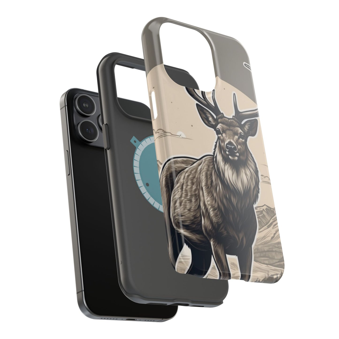 Monochrome Majesty – Regal Stag MagSafe iPhone Cases